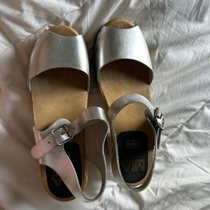 MIA Silver Silver Swedish Clogs sandals with heel